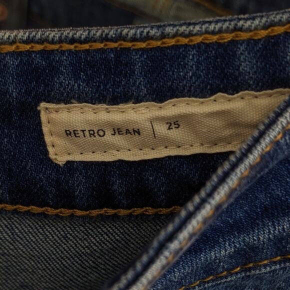 PacSun Punk Blue Los Angeles Patched High Rise Retro Fit Jeans Size 25 - Picture 8 of 11